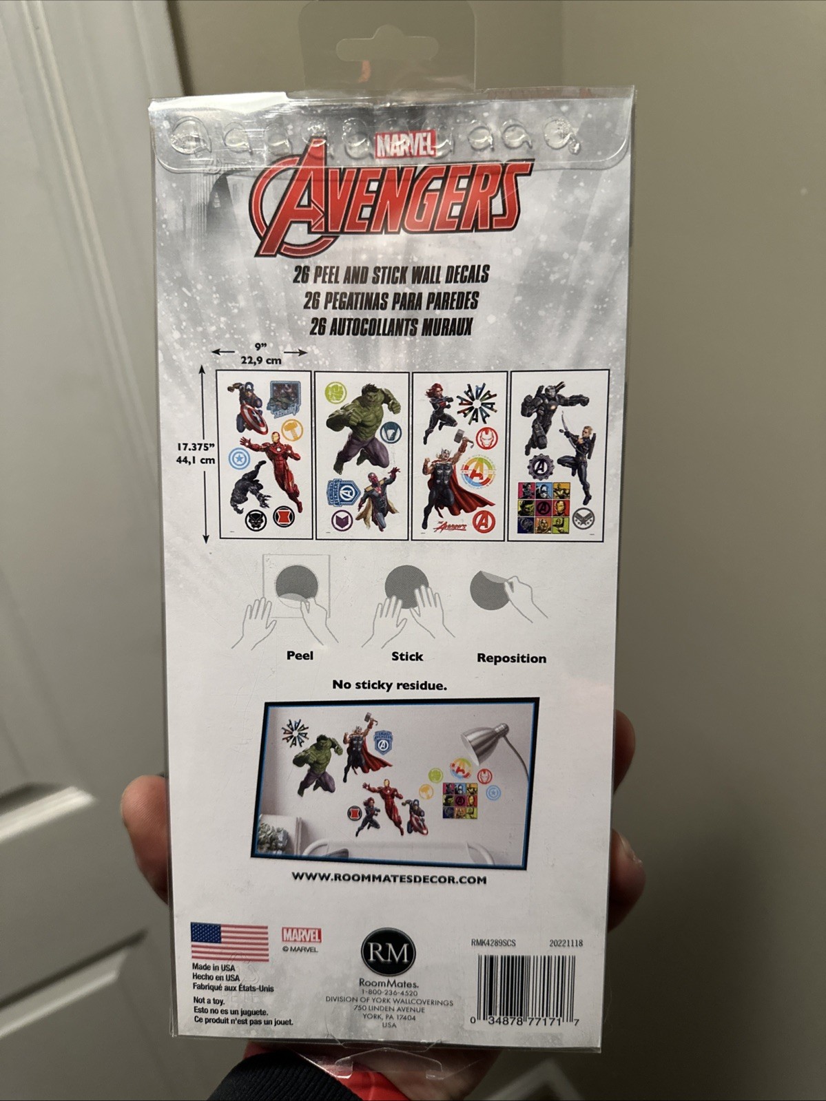 AVENGERS WALL DECALS – Peel and Stick – RoomMates RMK4289SCS NEW Pack