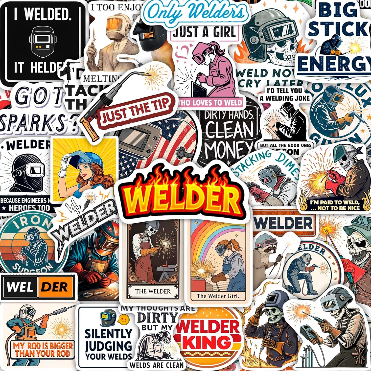100 Welding Stickers Pack for Helmets, Laptops & Water Bottles – 100 Pcs