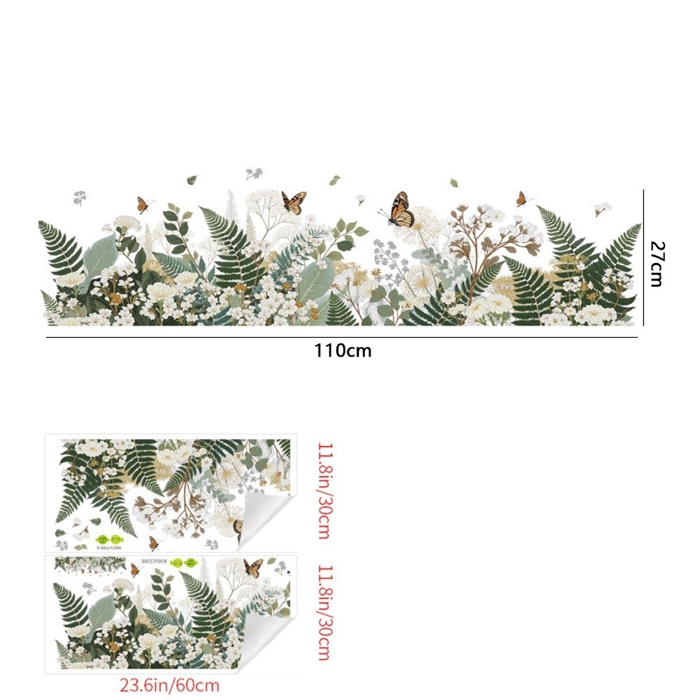 Vibrant Green Plants Wall Decals Vinyl Removable Floral Wall Murals Decor