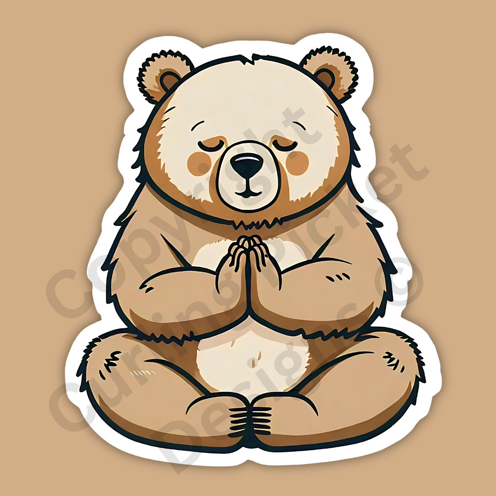 Meditating Grizzly Bear Meditation Yoga Zen Funny Cute Laptop 3″ Vinyl Sticker