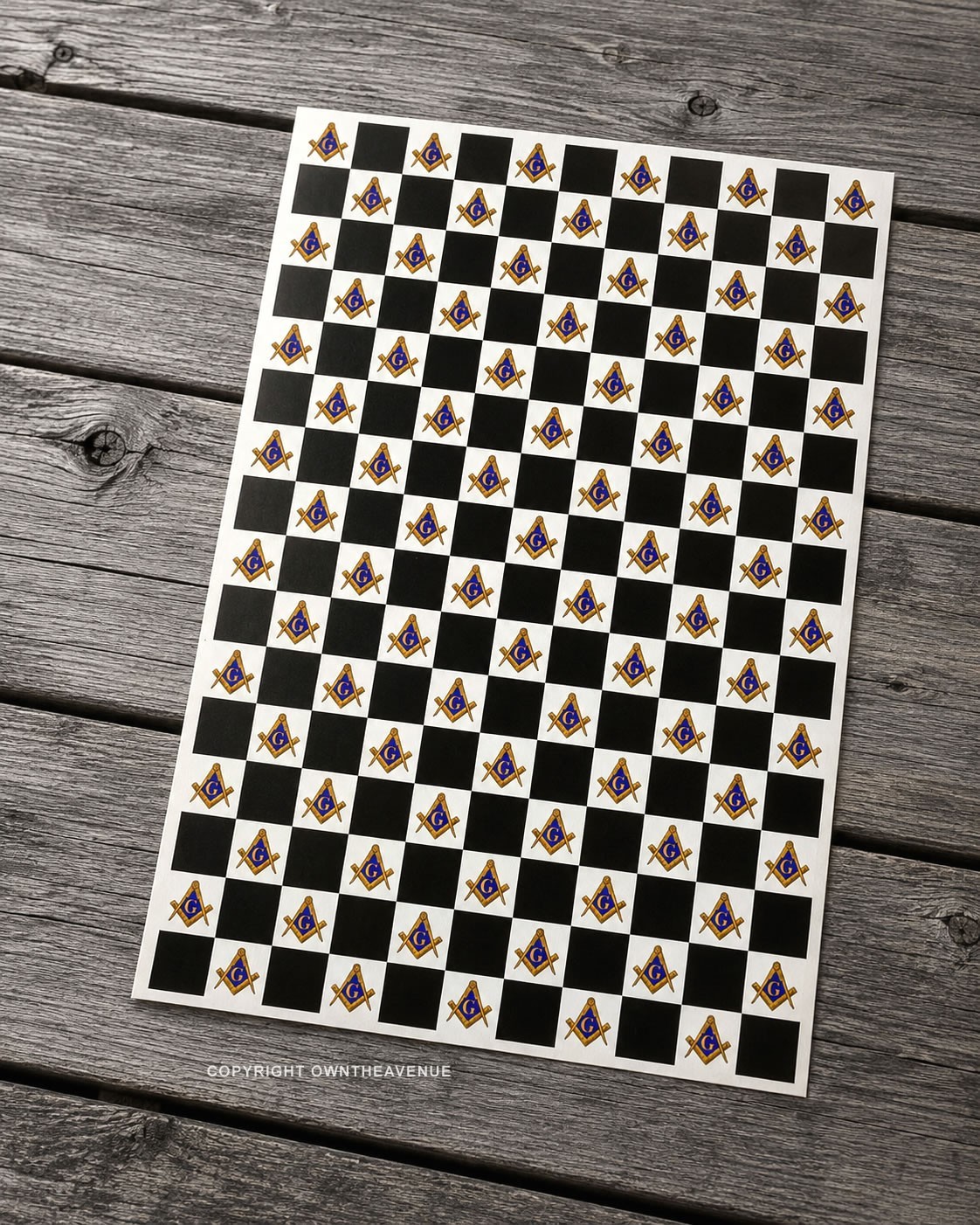Freemason Checkered Design Vinyl Sticker Decal Wrap Sheet 10″