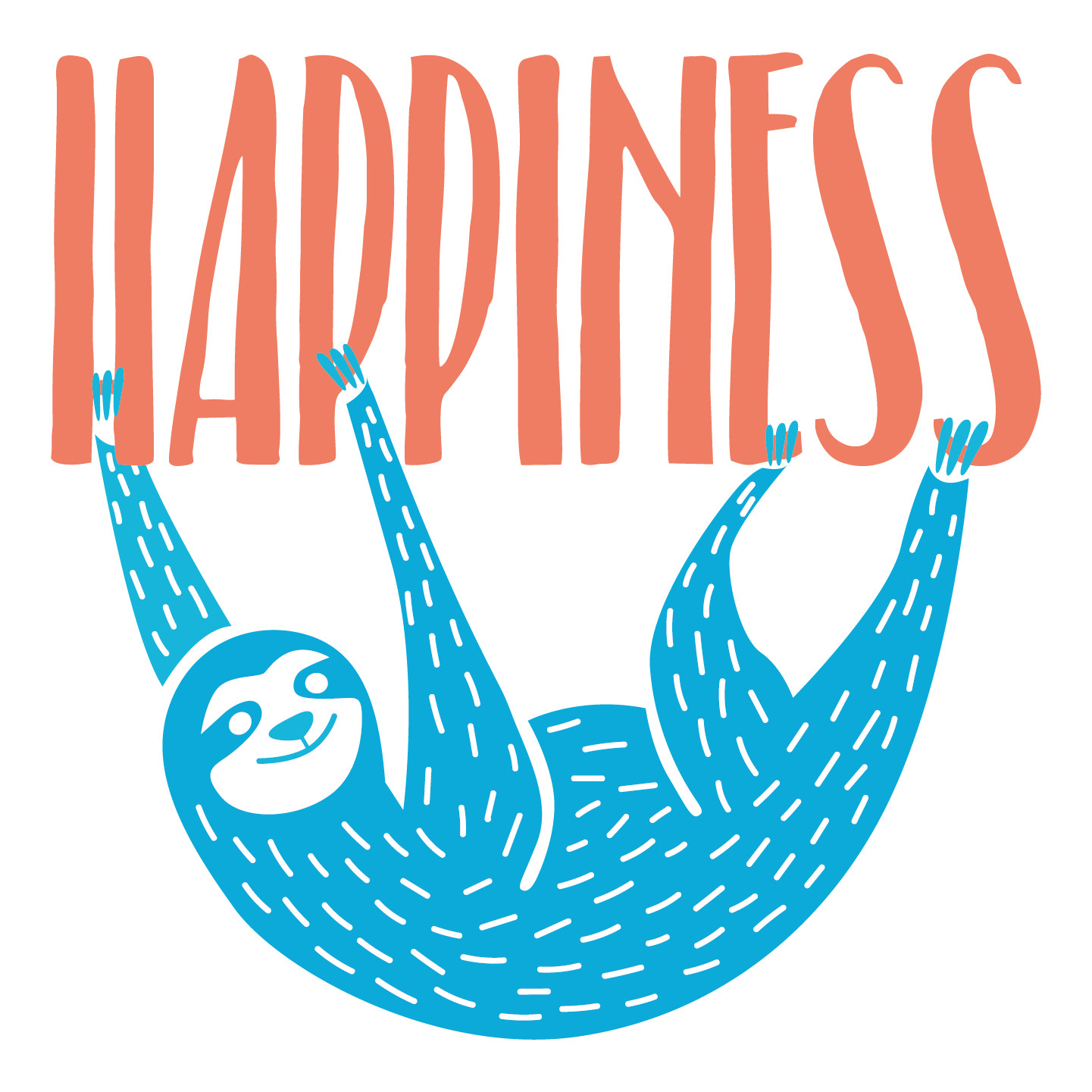 Vinyl Cartoon Style Sloth Animal Decor Happiness Quote Design Home Wall Decal