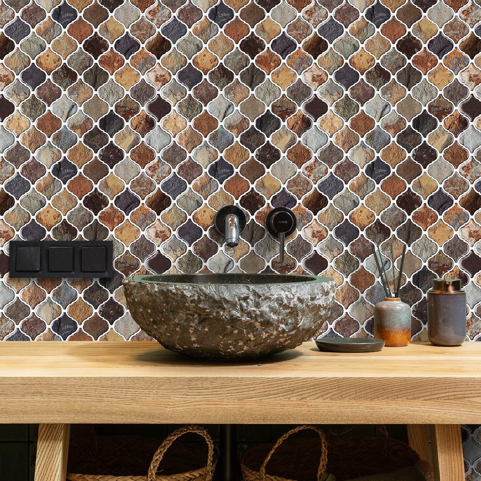 STICKGOO Arabesque Peel and Stick Backsplash, 12”X12” Backsplash Tile for Kit…