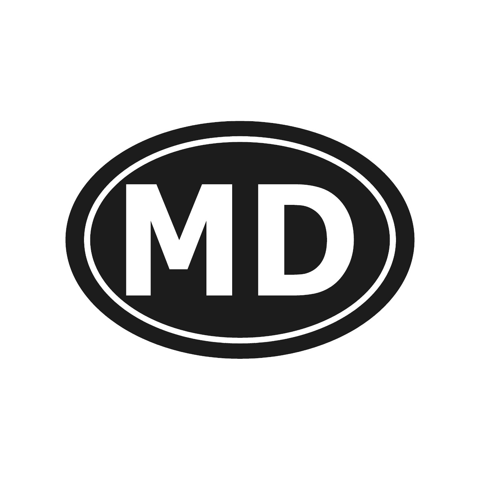 Maryland MD initials Vinyl Decal Window Oval MD Laptop Sticker