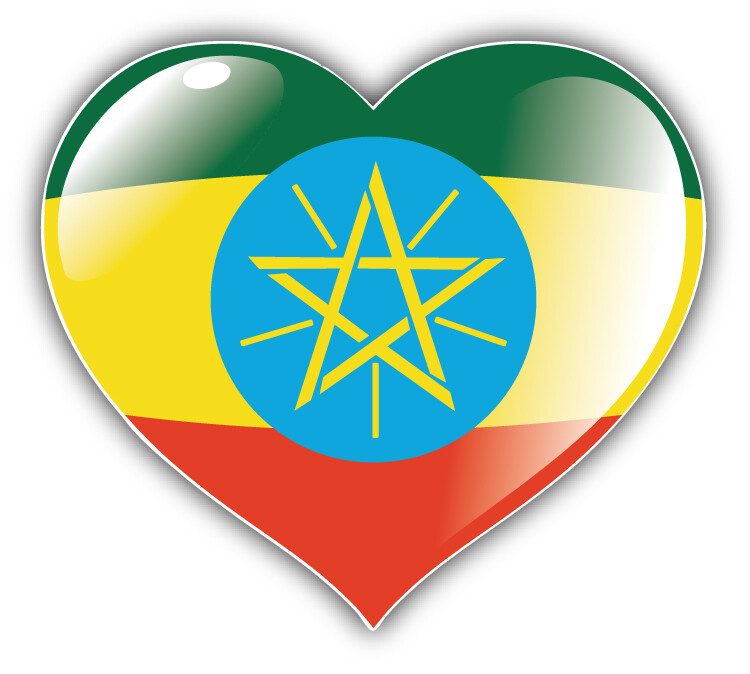 Ethiopia Flag Glossy Heart Label Car Bumper Sticker Decal – “SIZES”