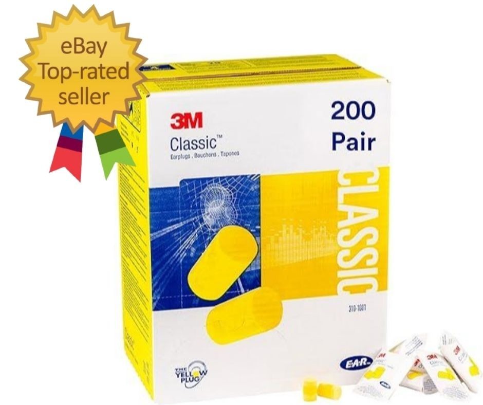Ear Plugs, 200 Pairs/Box, E-A-R Classic 310-1001, Uncorded, Disposable, Foam,…