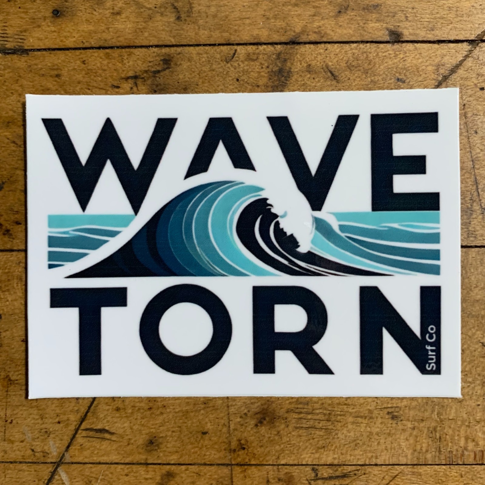 Wave Torn Surf Co. Sticker – Beach Surfing Surf Shop Vinyl Decal 3.5″ x 2.5″