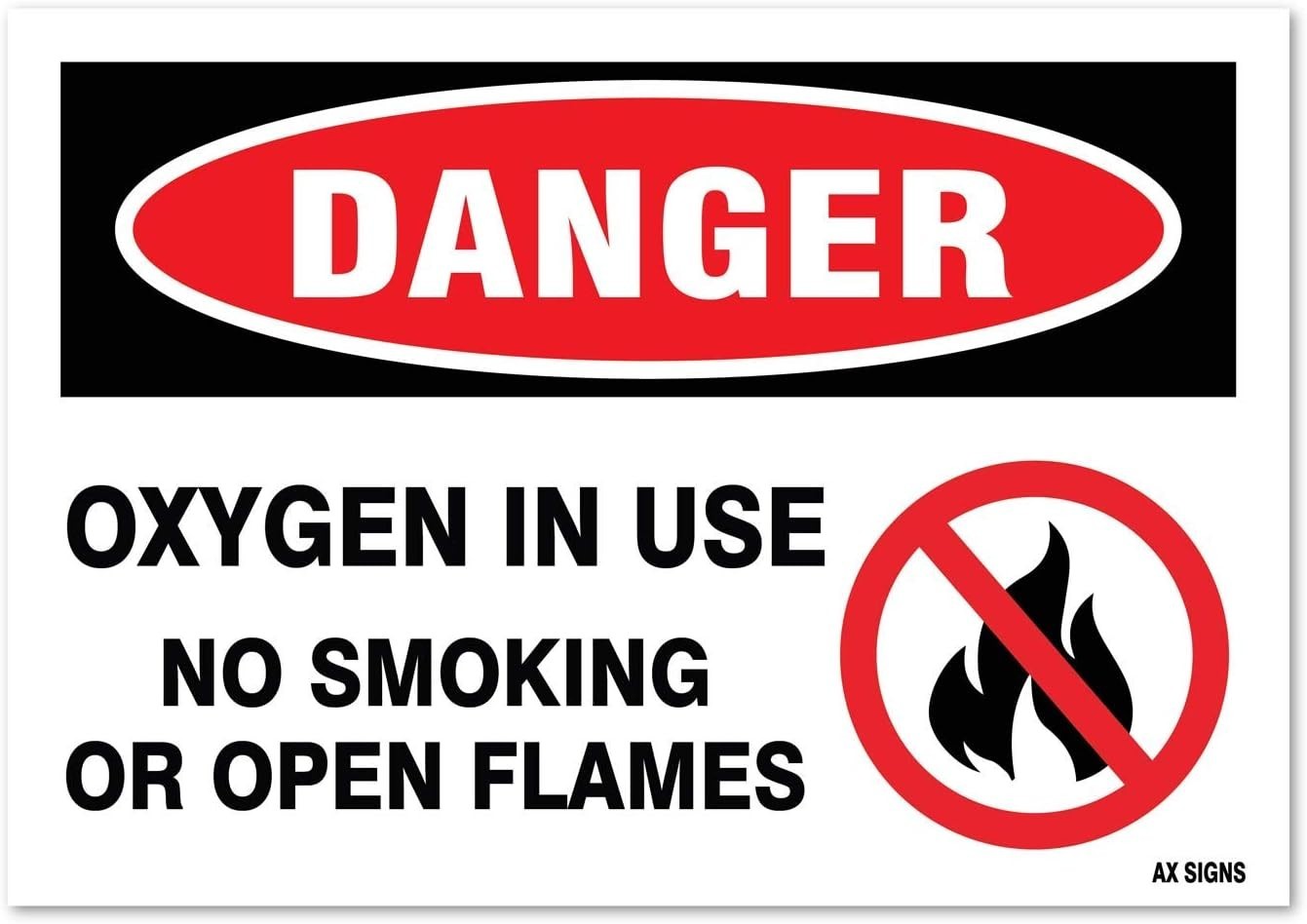 (4 Pack) Danger: Oxygen in Use No Smoking 3.5″ x 5″ Inch Sticker