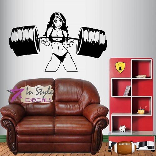 Vinyl Decal Strong Sexy Girl in Bikini Powerlifter Gym Workout Wall Sticker 1506