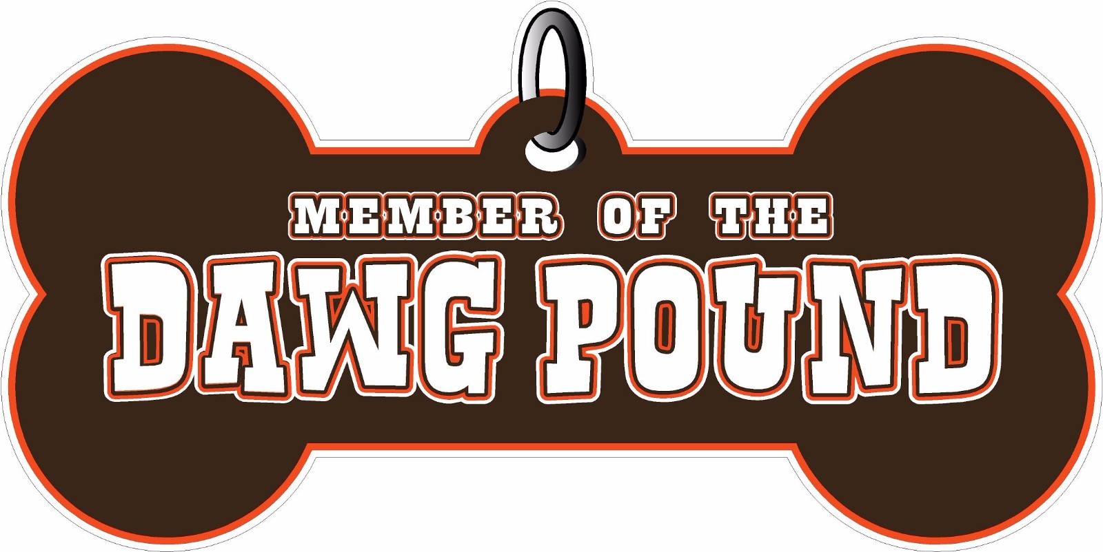 Member of the Dawg Pound Brown And Orange Dog Tag 8″ Decal Sticker