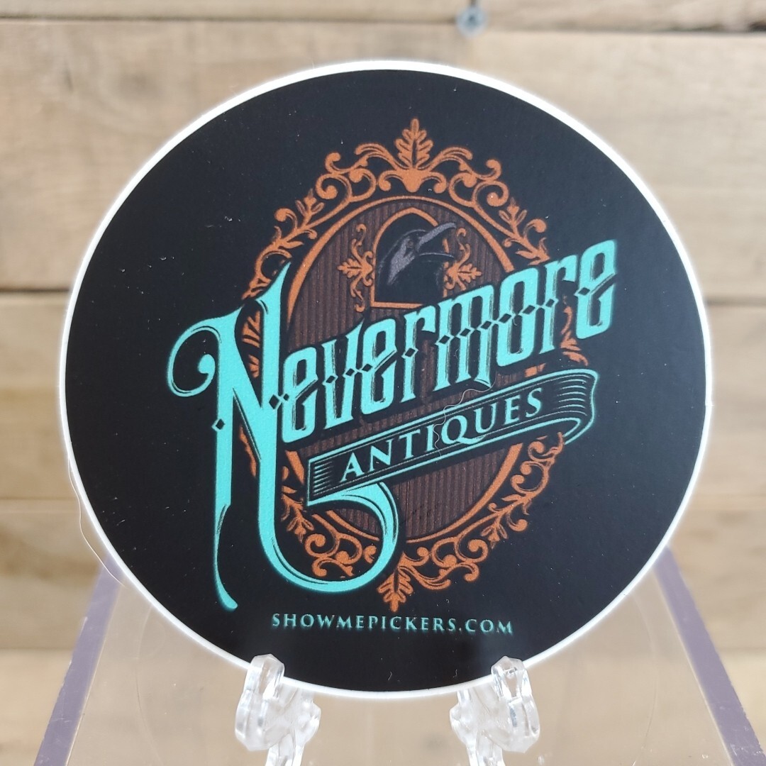Round Nevermore Antiques 3″ Circle Patch Sticker