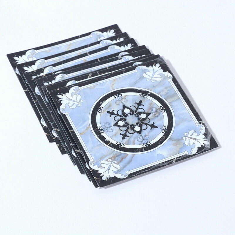 10X Tiles Stickers PVC Floral Self-adhesive Home Wall Floor Decor Square 10cm