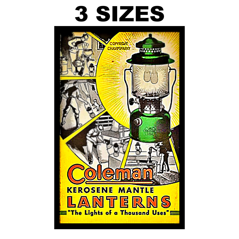 COLEMAN SIGN STICKER VINTAGE REPLICA CAMPING LANTERNS 3 SIZES