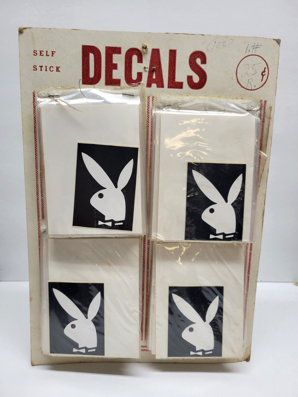 5 VINTAGE NOS PLAYBOY BUNNY DECAL STICKER FROM STORE DISPLAY