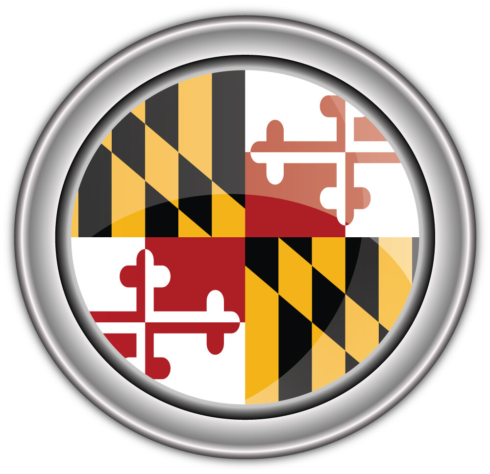 Maryland USA State Flag Silver Badge Car Bumper Sticker Decal “SIZES”