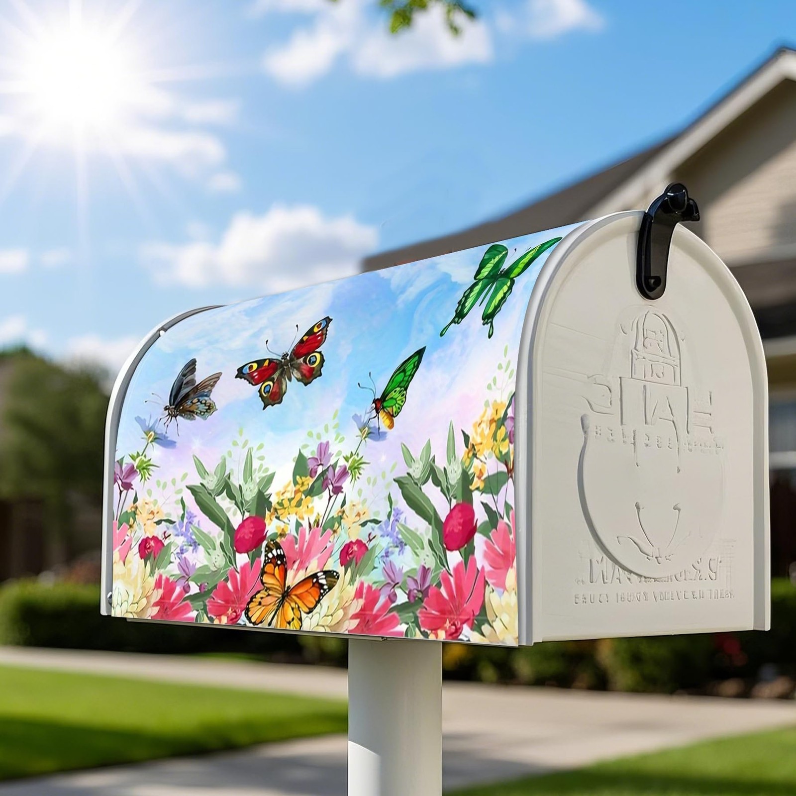 Mailbox Covers Magnetic Standard Size 18 x 18 x 21 Inch, Butterfly & Flower