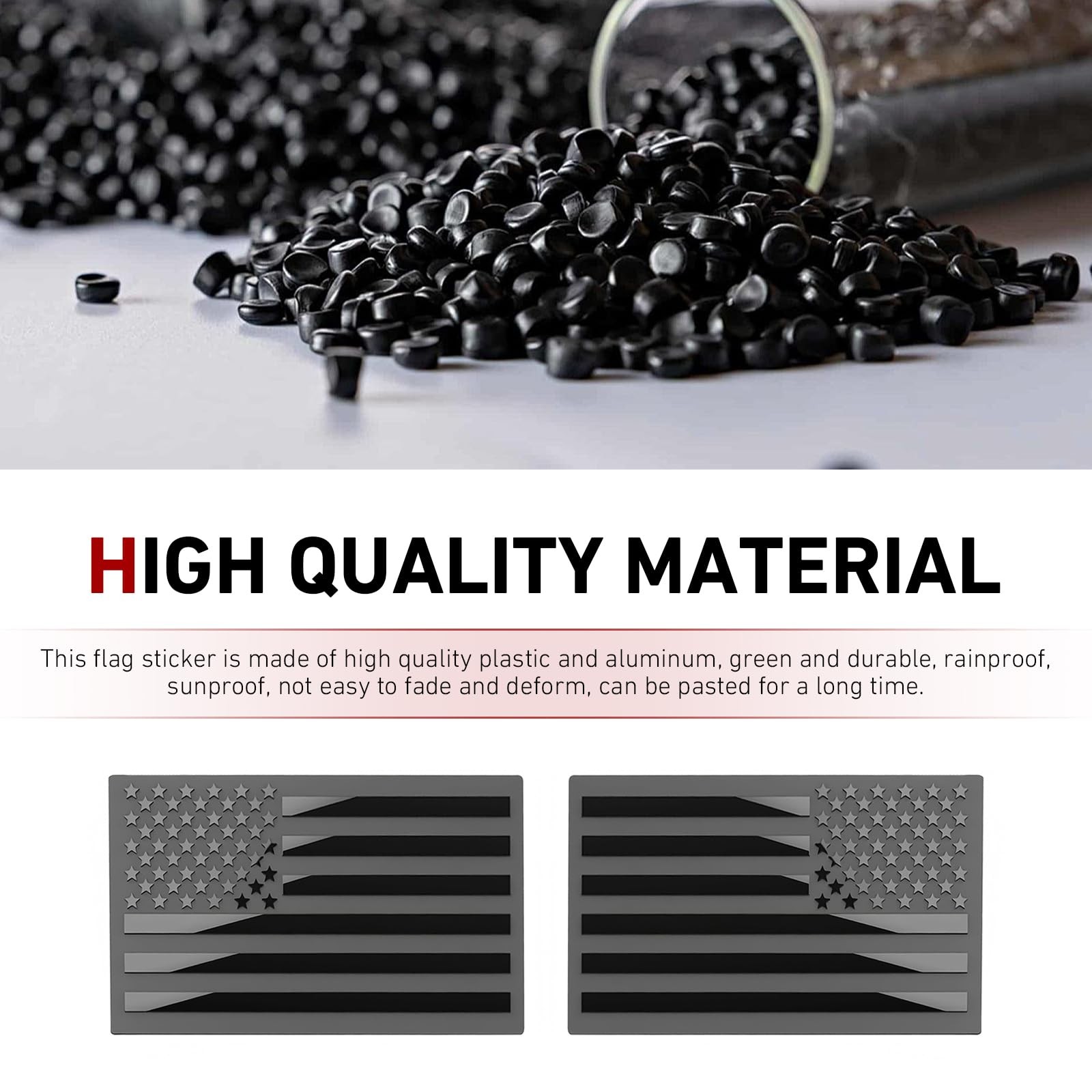 2 Pack 3D Metal Embossed Reverse American Flag Car Emblem Badge Black Silver