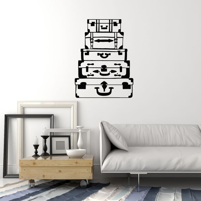 Vinyl Wall Decal Suitcases Wardrobe Travelling Travel Art Room Stickers (ig6028)