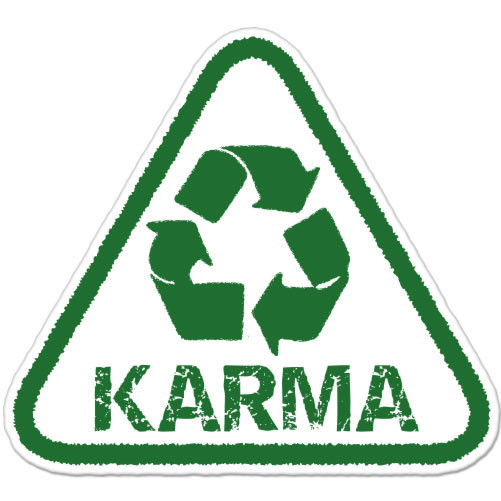 Karma Recycle Green Peace car bumper sticker decal 4″ x 4″