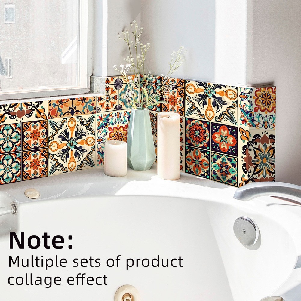 Retro Tile Stickers PVC Material Time-saving Makeover Versatile Application