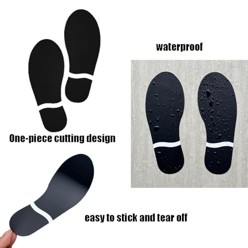 60 Pairs Black Footprint Stickers – 7″ Decals for Floor, Wall, Stairs, Party Gui