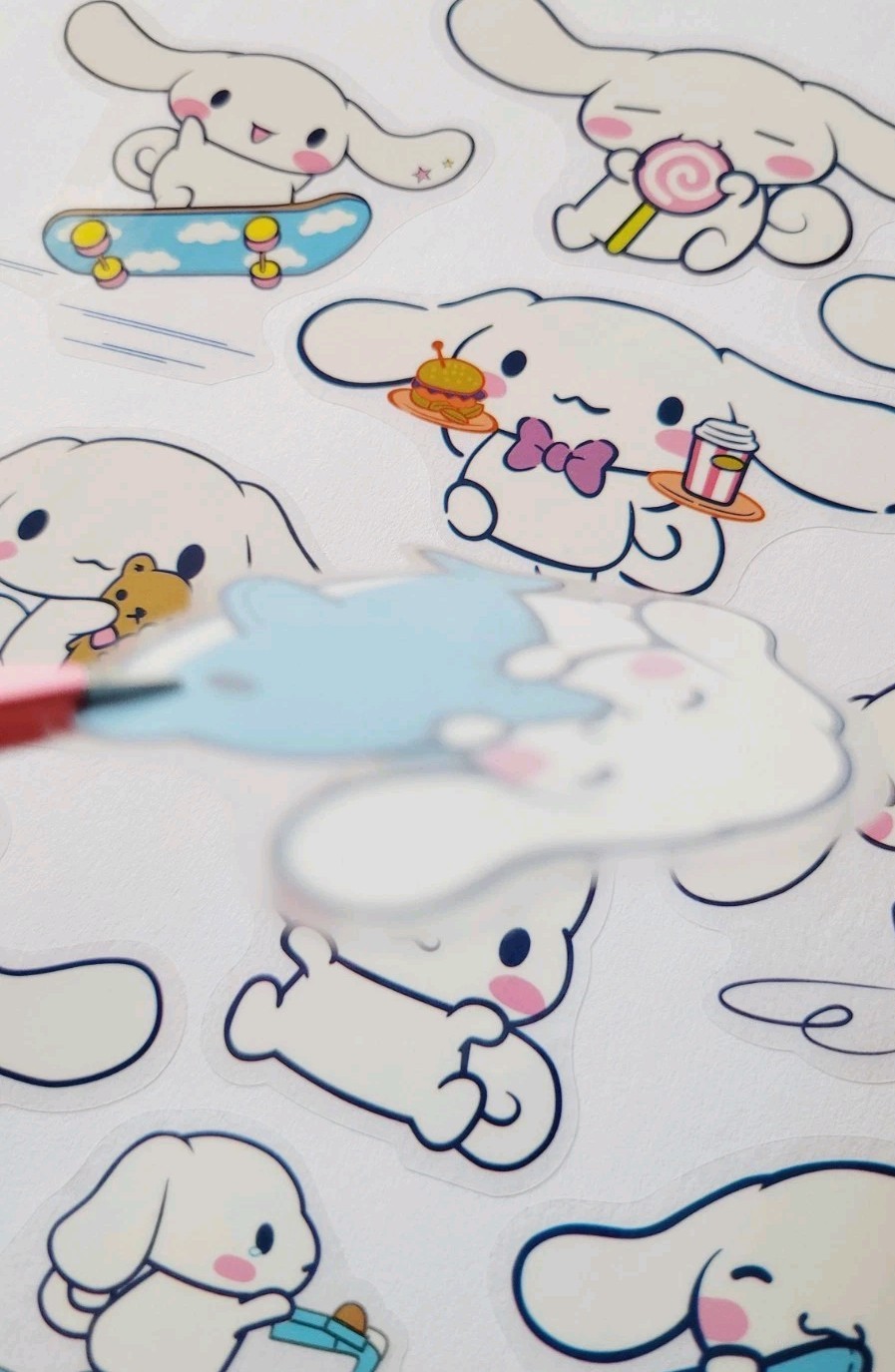 CINNAMOROLL TRANSLUCENT/ CLEAR WATERPROOF STICKERS SET OF 1O DECAL DECORATION