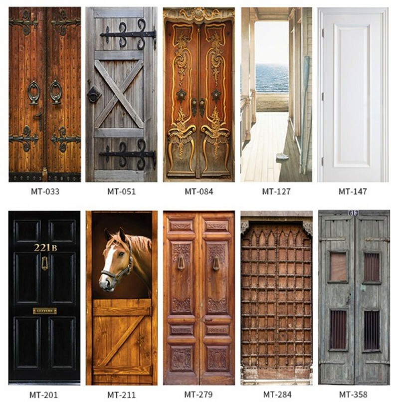 3D Ancient Rustic Barn Door Sticker Decal Self-adhesive Wrap Mural Home Decor