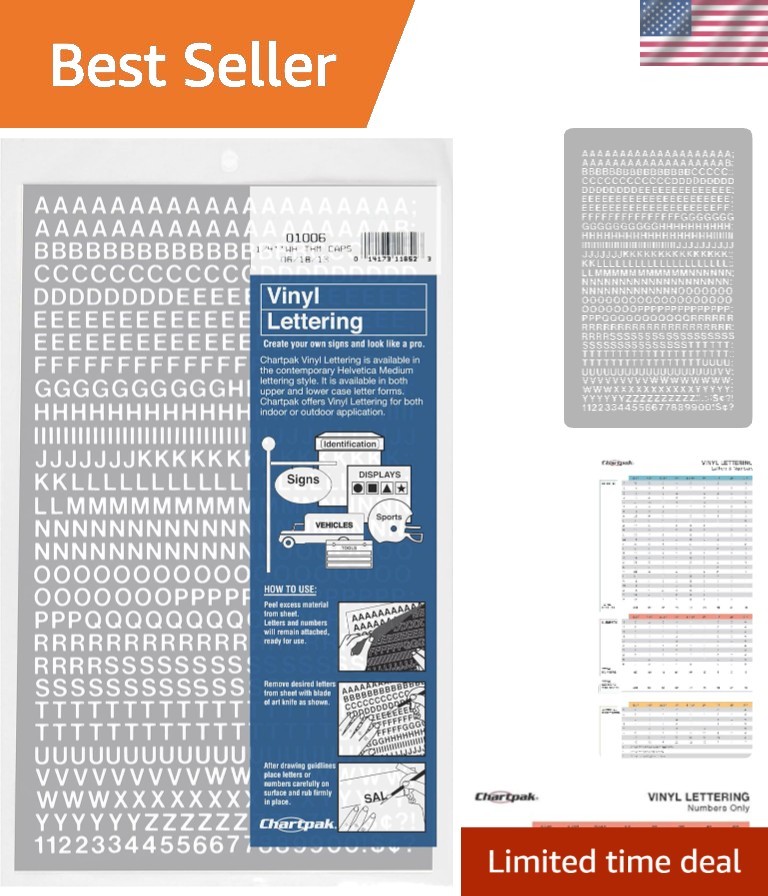 Water-Resistant Self-Adhesive Capital Letters & Numbers – 1/4″ High, 610 Pack