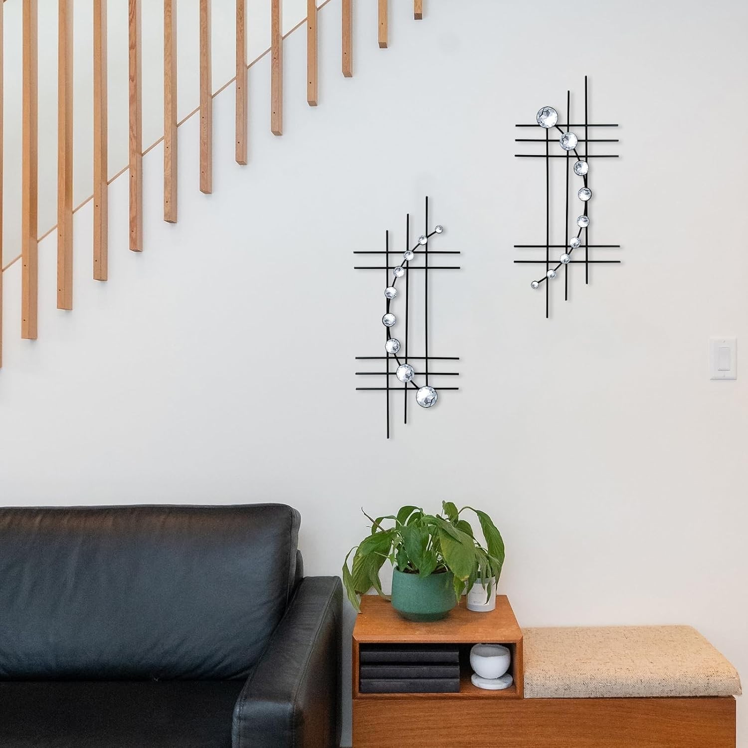 Elevate Your Space with 16.5”/24” Black Abstract Wall Art – 2 Piece Set