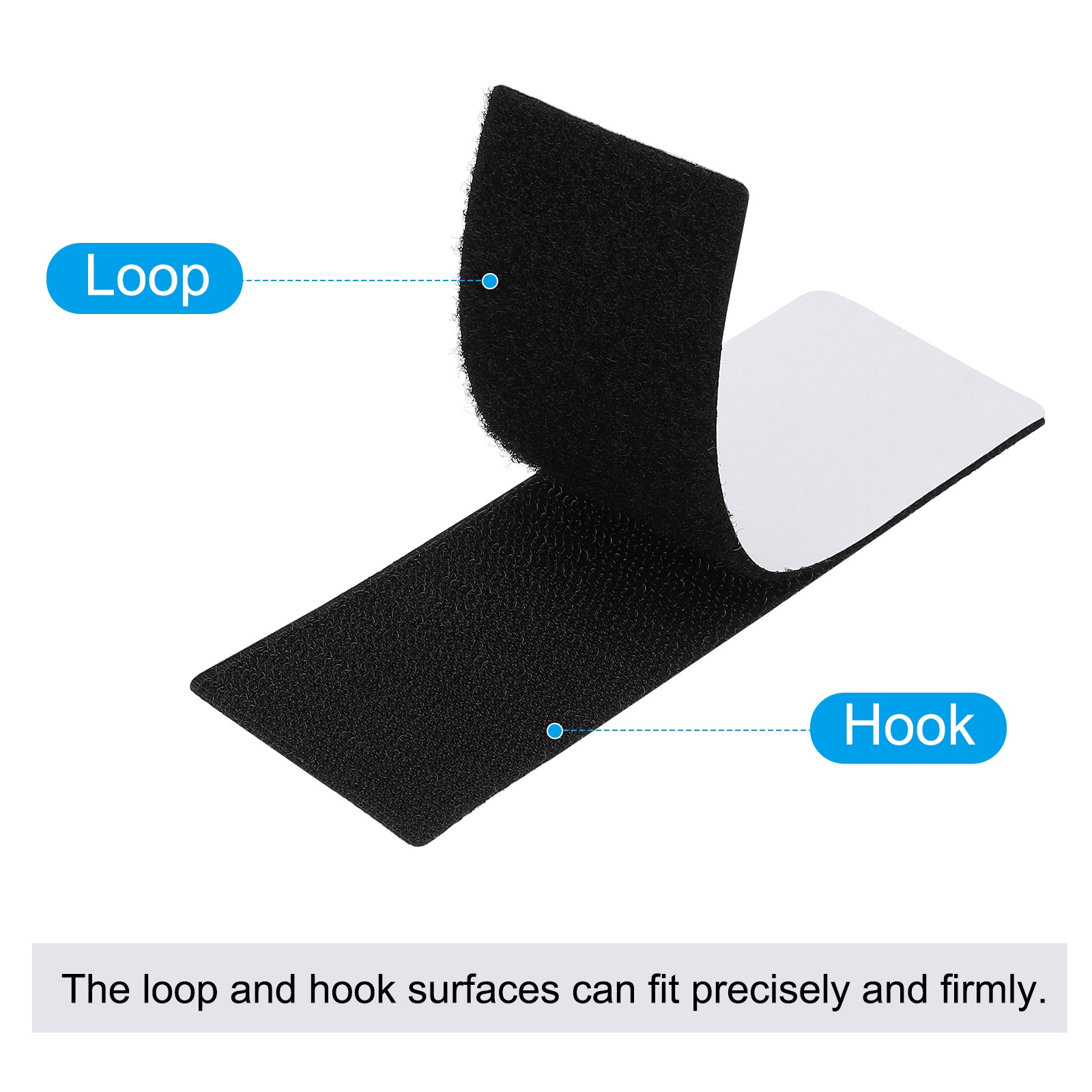 16 Set 2″x2″ Hook and Loop Dots Square Self Adhesive Tape Black