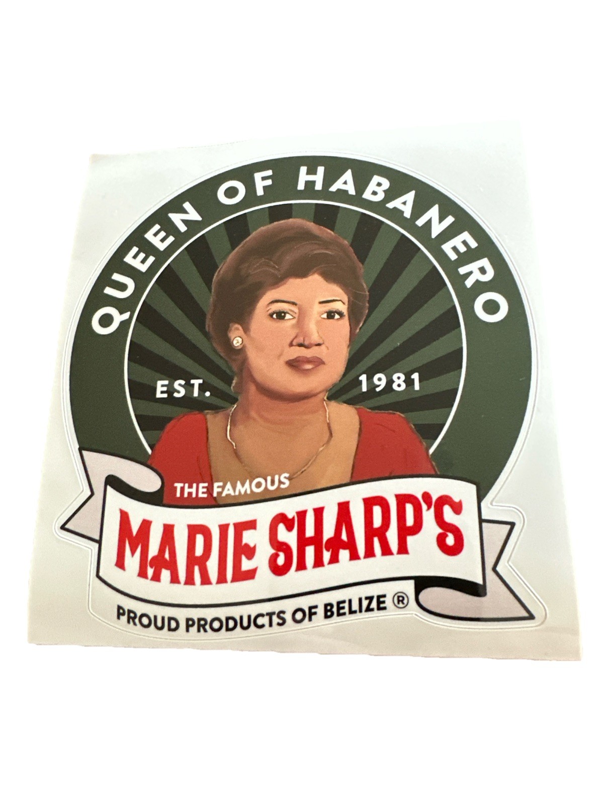 Original 2021 Marie Sharp’s Belize sticker decal – Queen of Habanero hot sauce