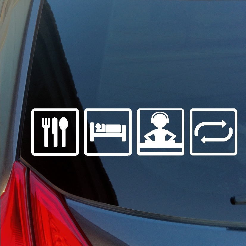 Eat Sleep Rave Repeat vinyl stickers decal Trance techno EDC Vegas DJ dance EDM
