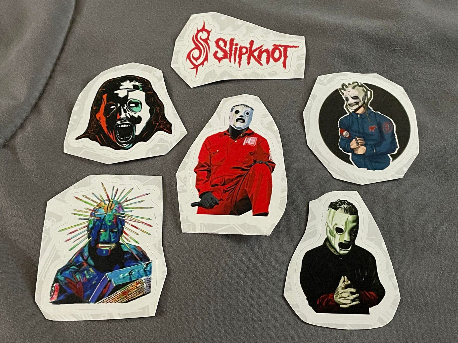 Lot of (6) SLIPKNOT 1 1/2″ to 2 1/4″ Red White Logo STICKERS Fast! FREE SHIP!