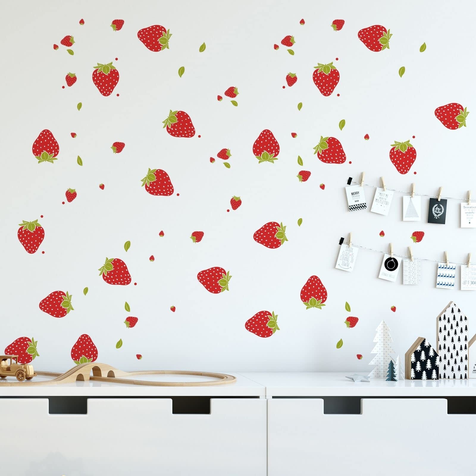 92 Pieces Strawberry Decor Strawberry Stickers Strawberry Wall Decals for Gir…