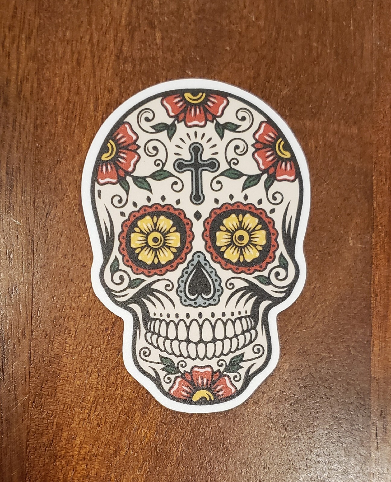 SUGAR SKULL DIA DE LOS MUERTOS Sticker UV Resistant Opaque Vinyl 3.5″