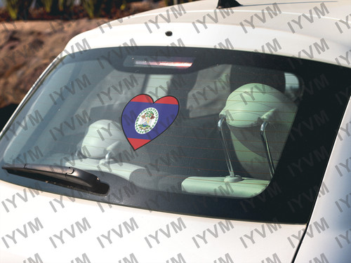Belize Flag Heart Sticker Decal