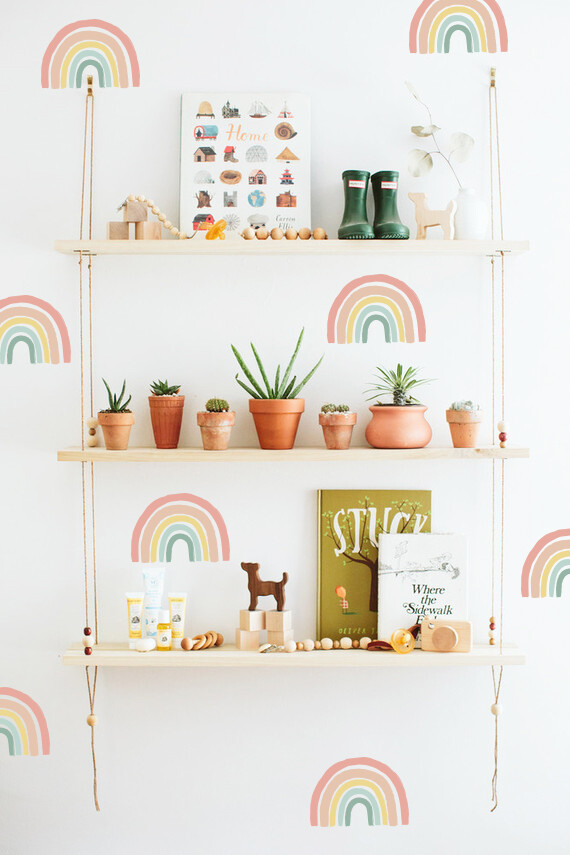 Rainbow Wall Decals – Hand Drawn Rainbow Wall Sticker, Boho Rainbow