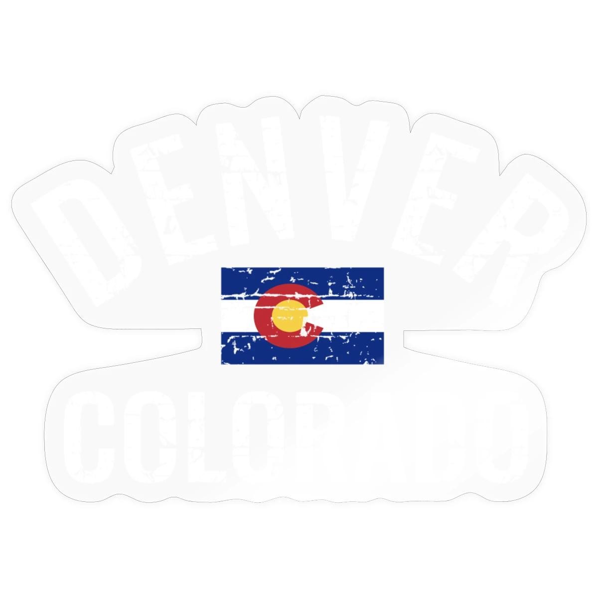 DENVER COLORADO SPIRIT SHIRTS Sticker, max. 4 x 4″, 4 x 4″, transparent glossy