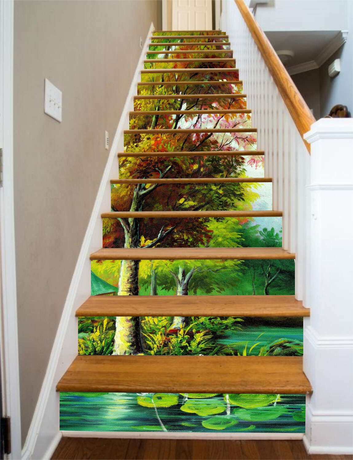 3D Oil Painting ZHU096 Stairs Risers Decoration Photo Mural Vinyl Wallpaper Amy