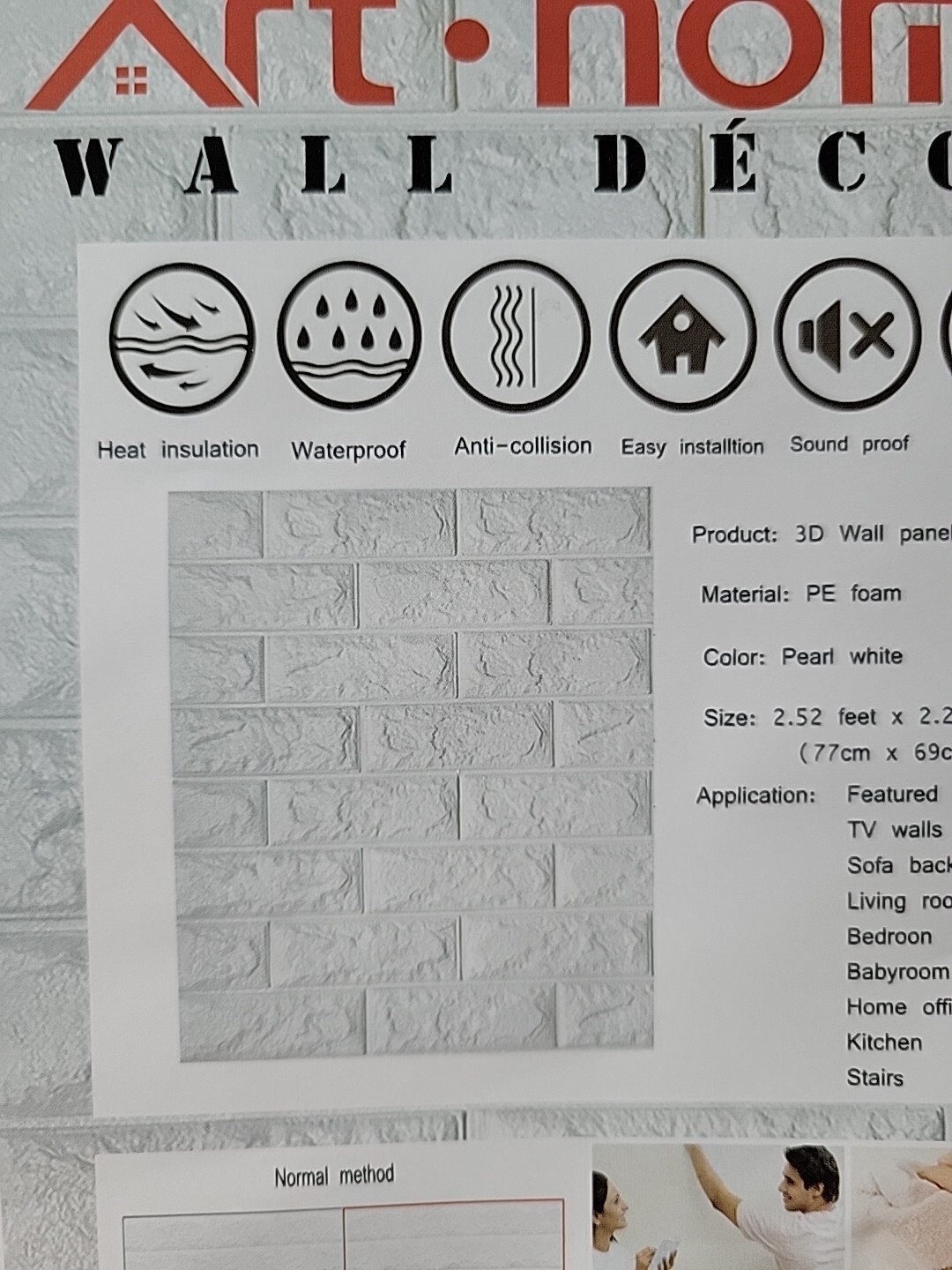 Art Wall Decor 10 pc 3d Wall Panels Foam Brick Self-adhesive 2. 52×2.26 Ft