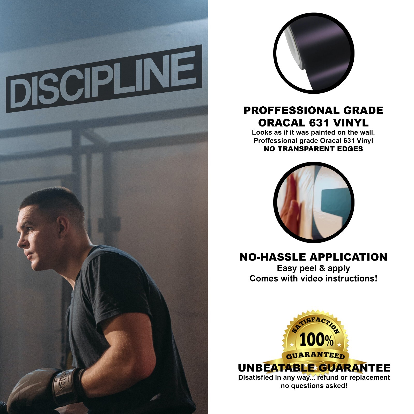 DISCIPLINE Motivational Wall Decal Sticker Quote for Home Office Gym Decor Art