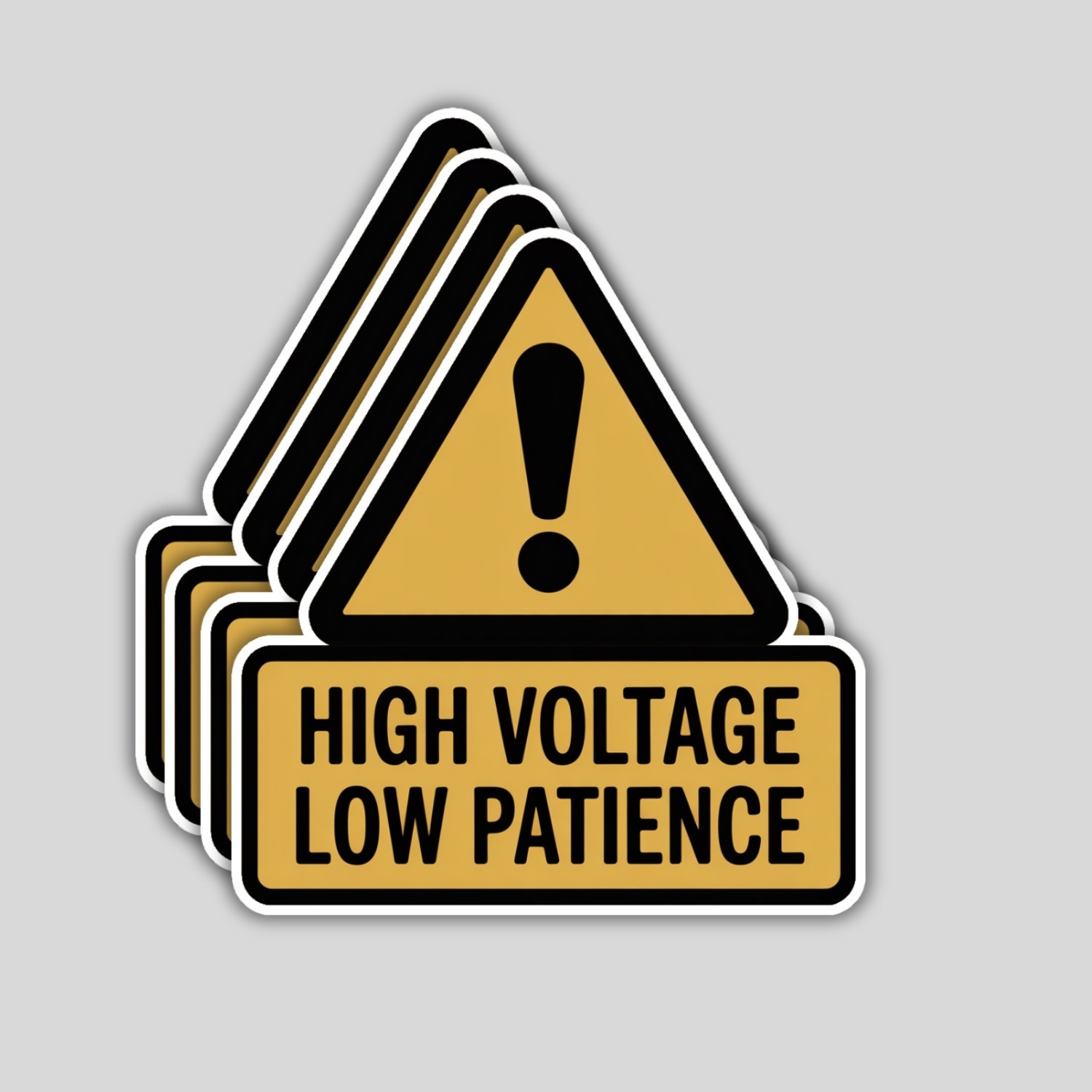 High Voltage Low Patience Stickers: Funny Lineman Electrician Decals Pack of 4
