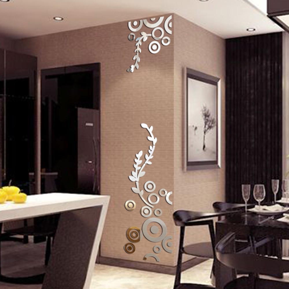 1/2 Sets Tree Branch Mirror Wall Stickers Acrylic Bedroom Background Ornament