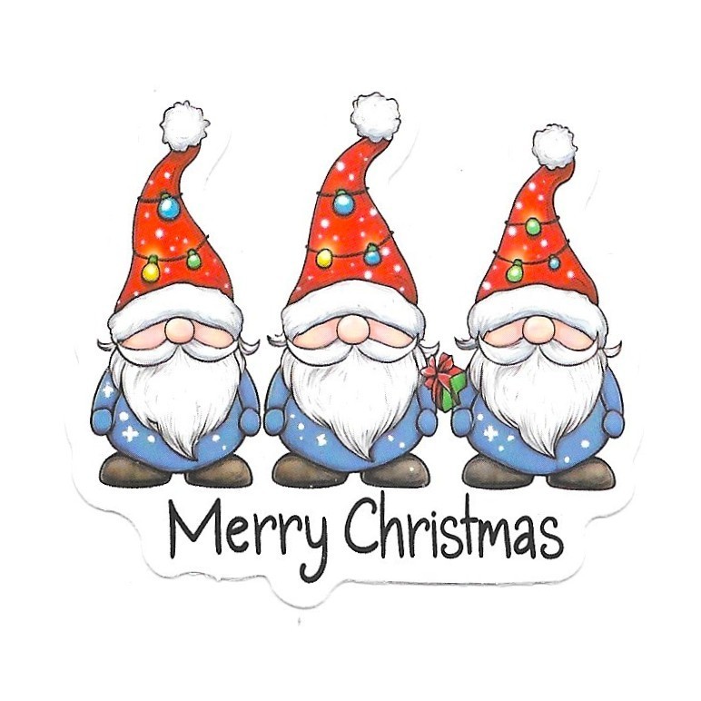 Blue Gnome Stickers Vinyl Die Cut String Lights Merry Christmas Decal