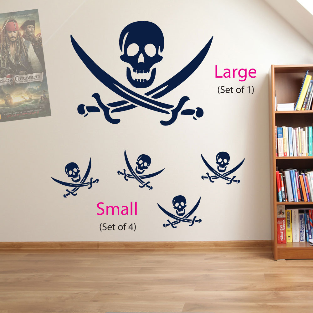 Skull and Cross Bones Pirates Swords Skulls Kids Wall Stickers Decal Decor A19