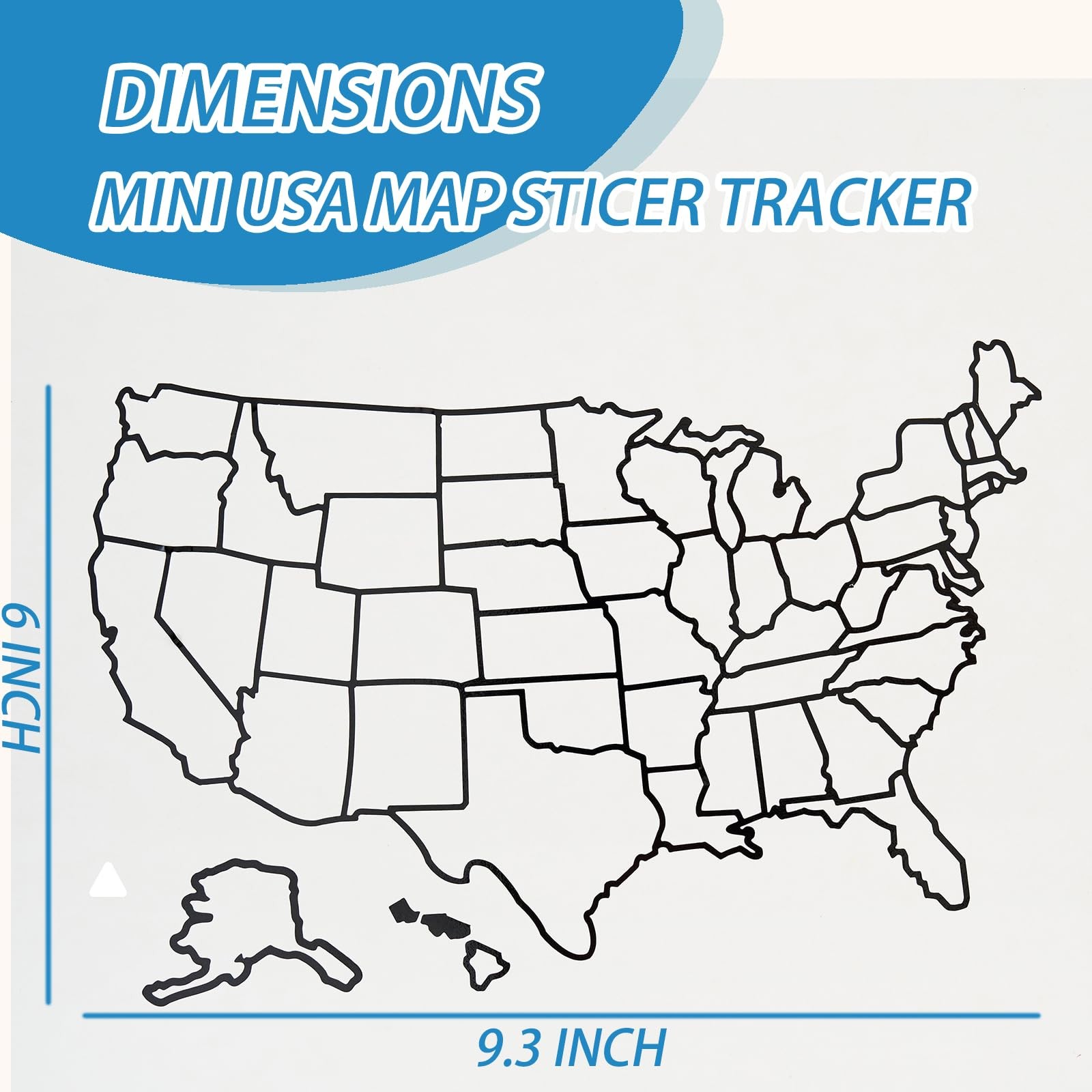 Mini USA Decal Map Tracker, 9.3″ x 6″ Small Size Travel Tracking US 50 State …