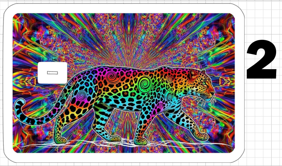 Acid Trip Leopard ATM Debit Credit Gift Card Sticker Skin Rainbow Neon Retro