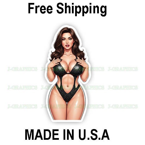 Pinup girl sticker vinyl decal cut out busty cheeky sexy seductive O