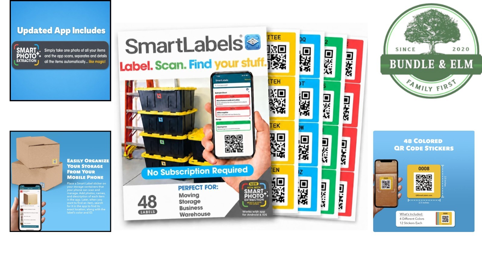 Color-Coding QR Code Stickers, 2.5 Inch Labels for Simplified Storage Management