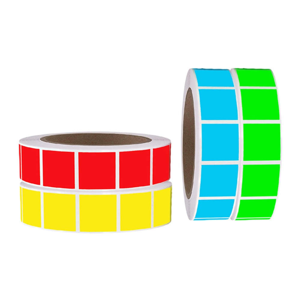4 Rolls Color Coding Labels: 1 X 1 Inch Self-Adhesive Colored Label Stickers,